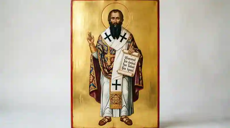 Григорий Богослов — великий богослов и поэт Церкви Святитель Григорий Богослов в полный рост — икона с двуперстным сложением, архиерейские одежды